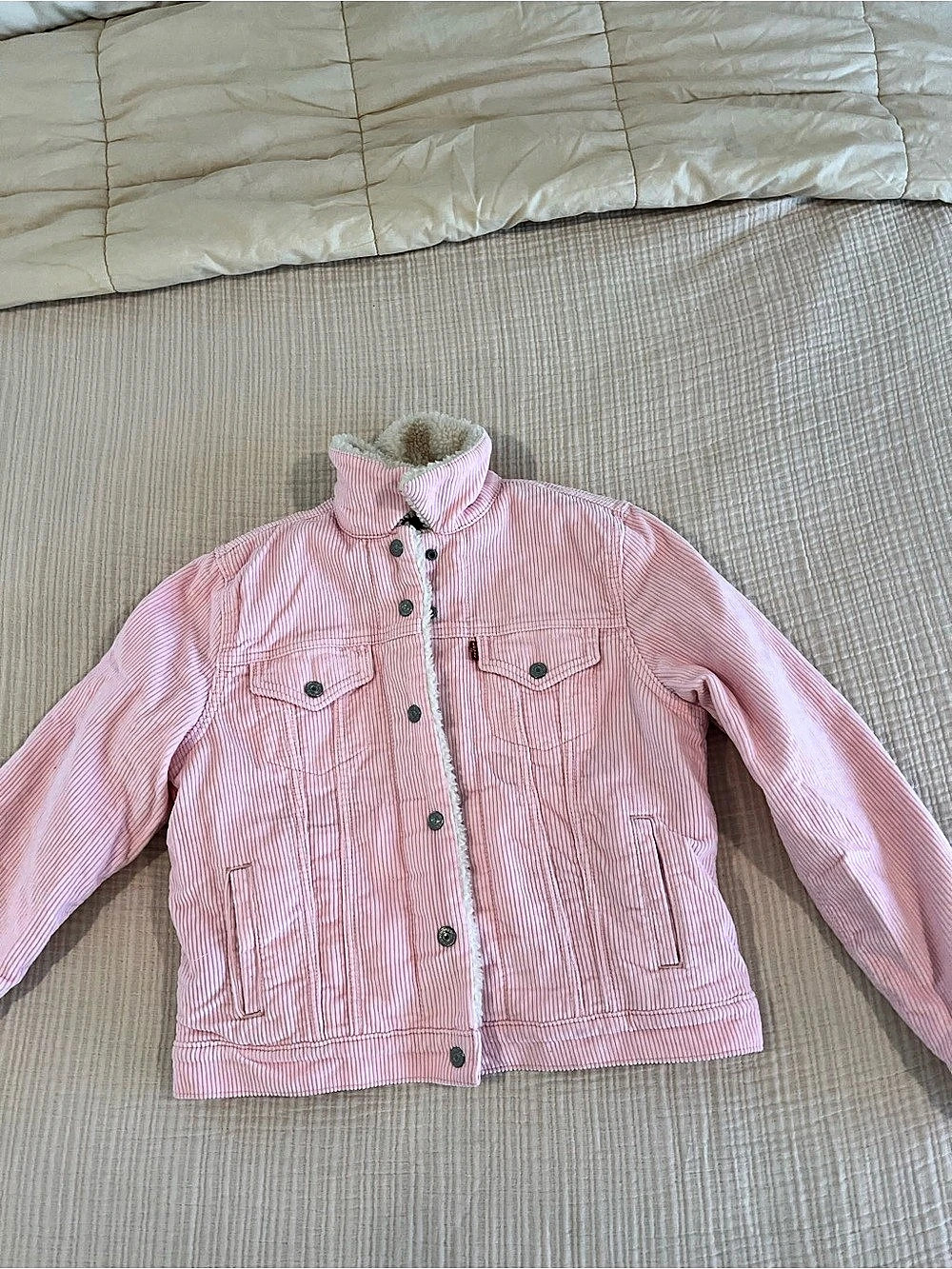 Levi'Small Ex-Boyfriend Trucker Jacket Corduroy Sherpa Corduroy Sherpa Jacket